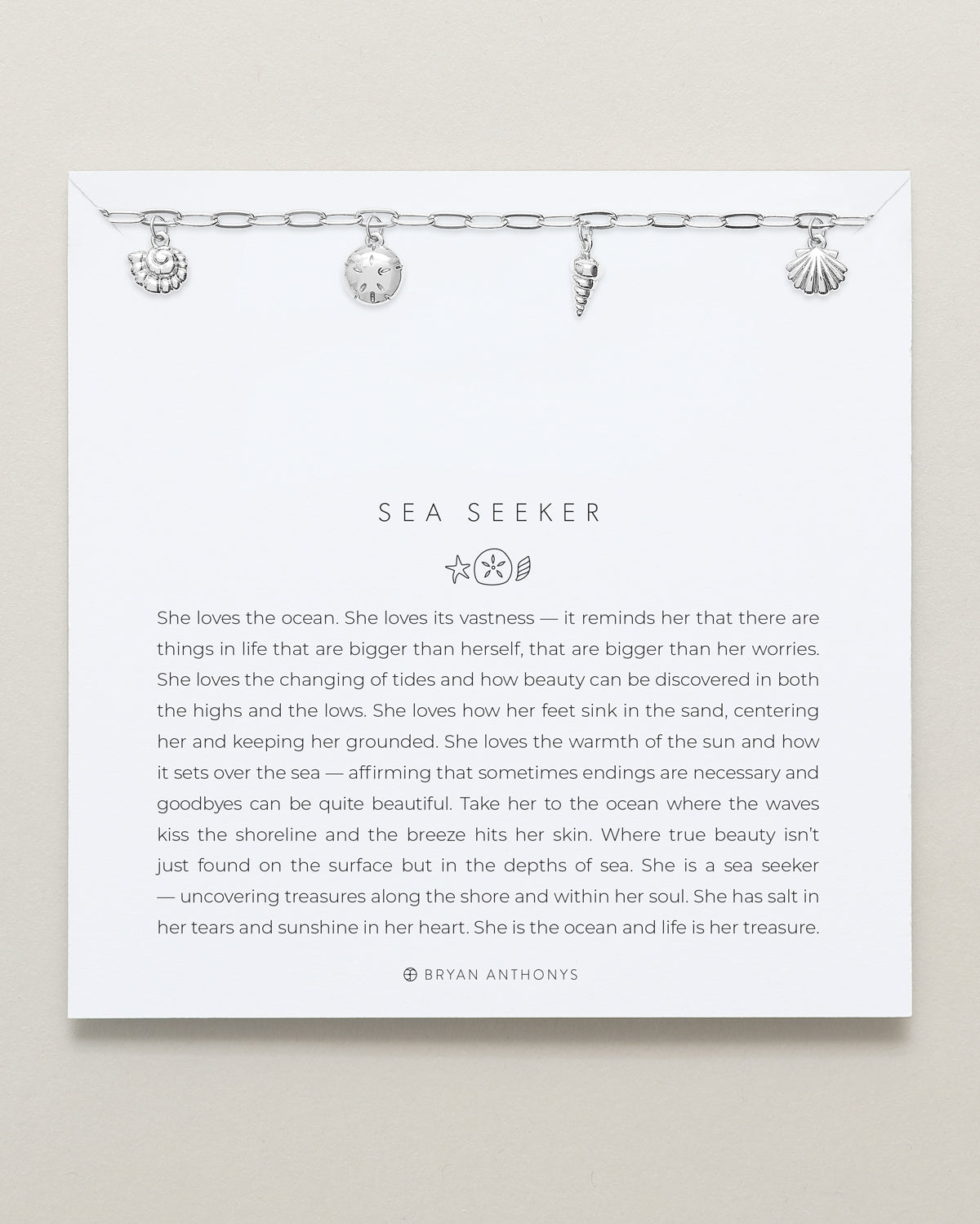 Bryan Anthonys Silver Sea Seeker Charm Bracelet On Card