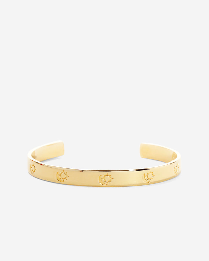 Squad Sun and Moon Engraved Cuff Gold