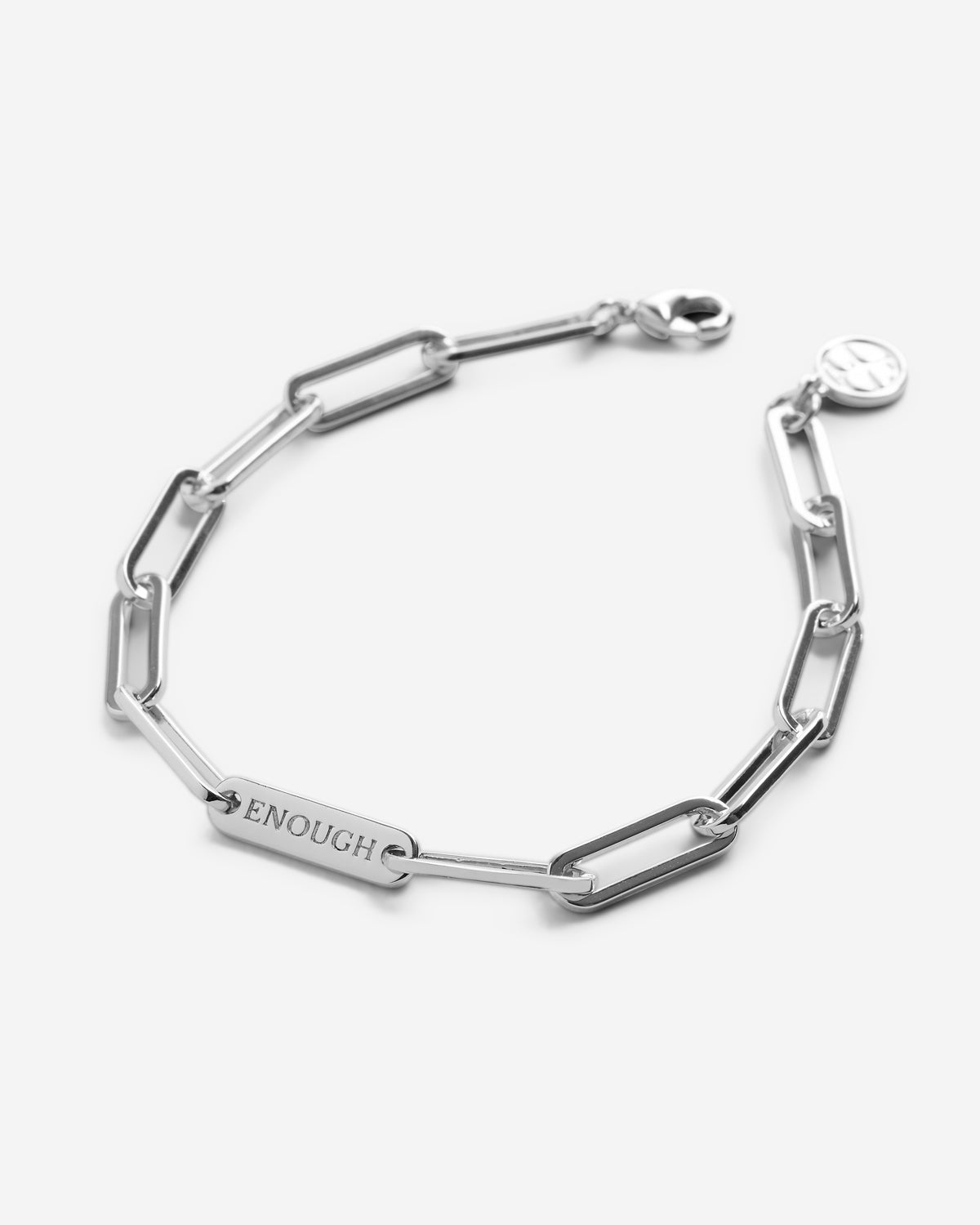 Bryan Anthonys I Am Enough Silver Paperclip Chain Bracelet Macro