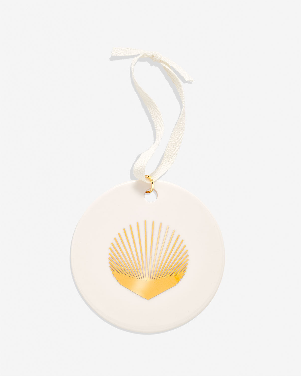 Bryan Anthonys Grit White Ceramic Holiday Ornament in Gold