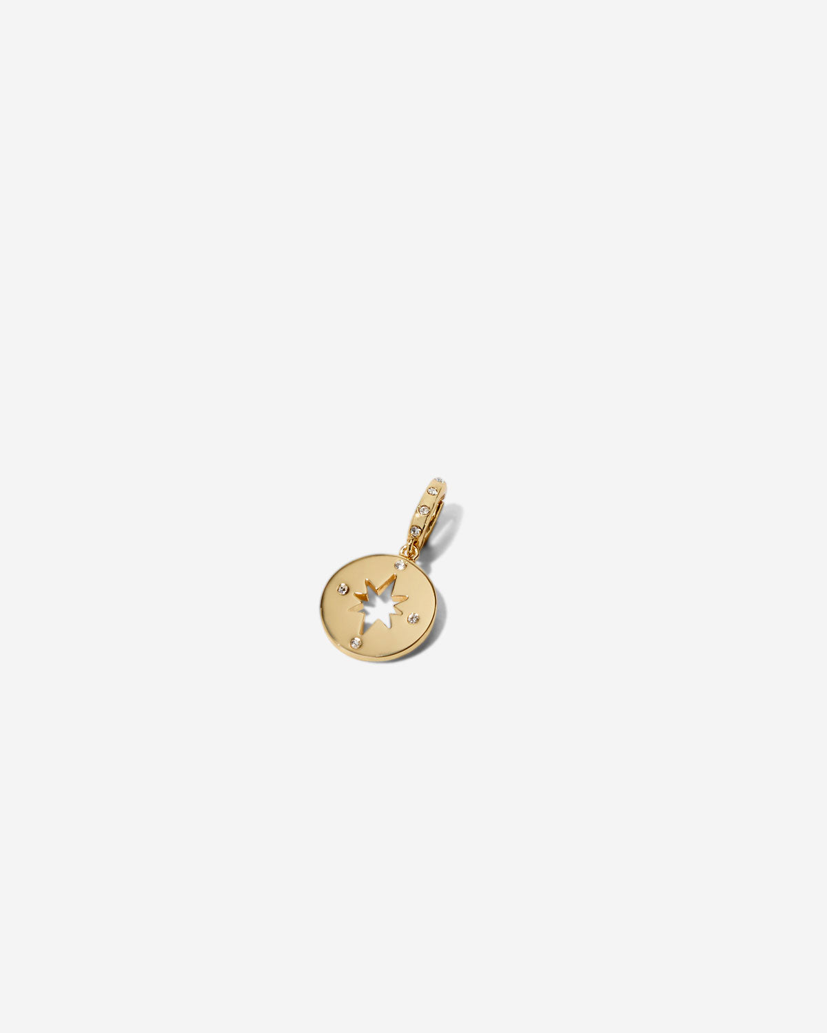 Stories of You — Never Lost Charm showcase in 14k gold finish