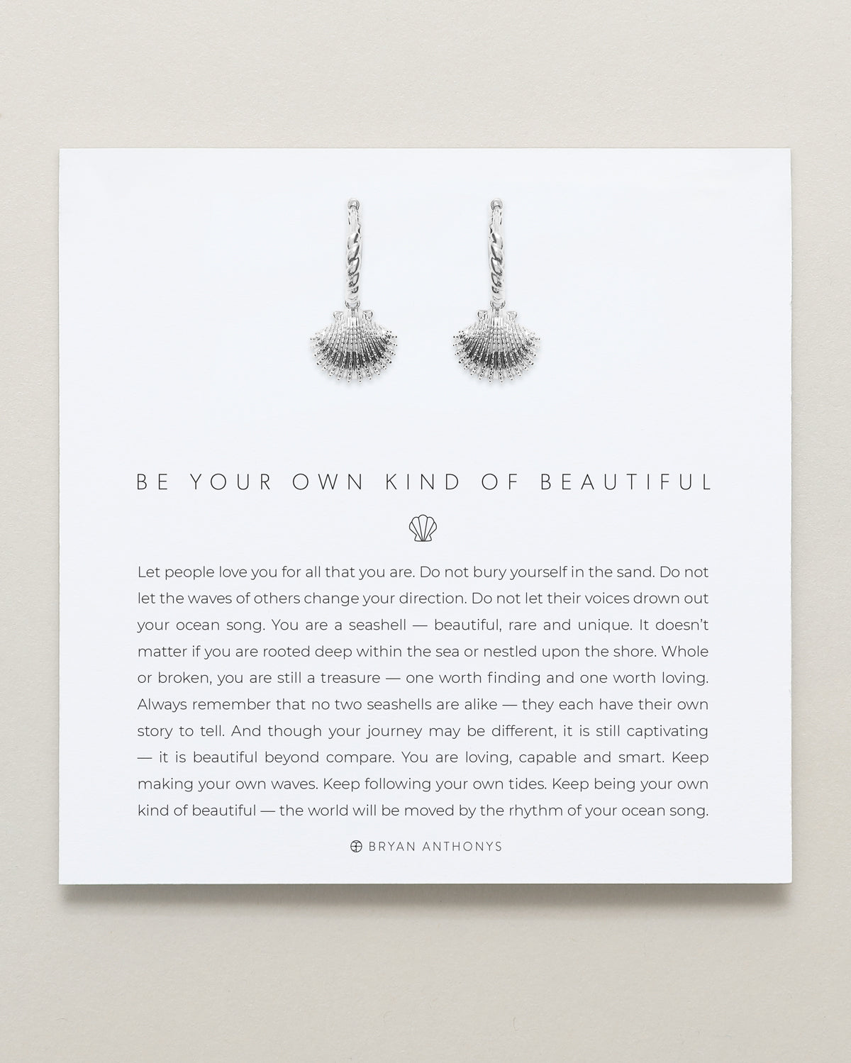 Bryan Anthonys Silver Be Your Own Kind Of Beautiful Huggies On Card
