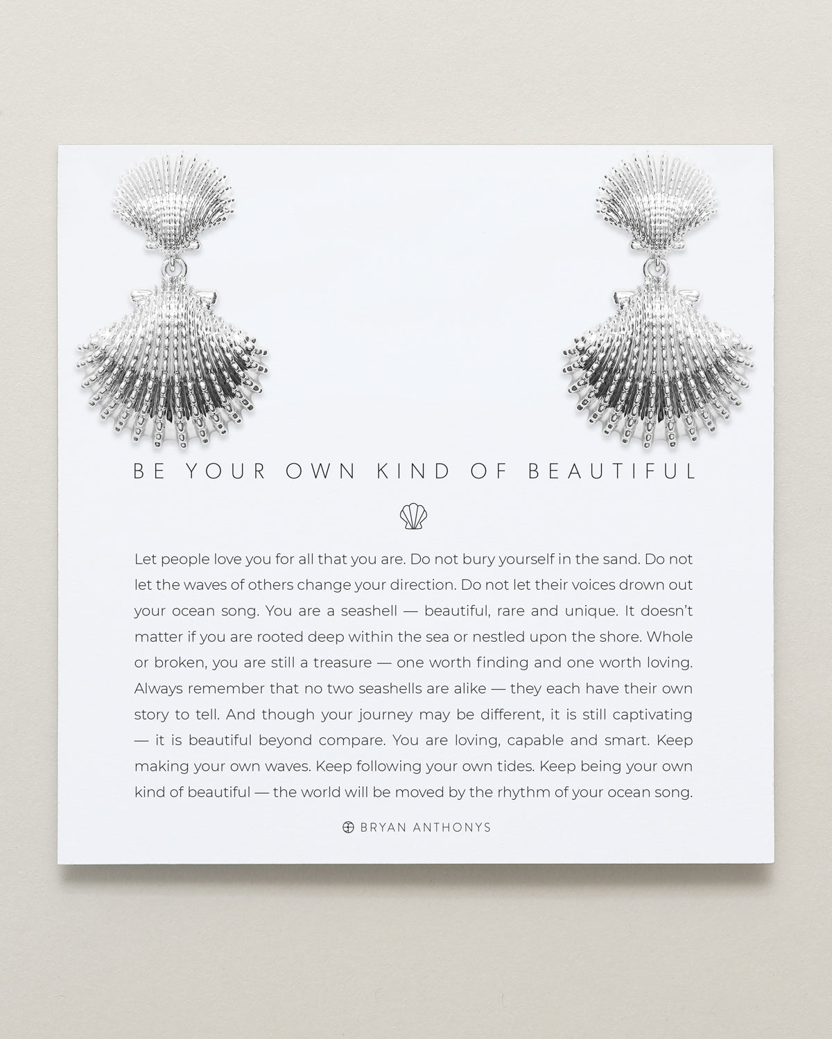 Bryan Anthonys Silver Be Your Own Kind Of Beautiful Statement Earrings On Card