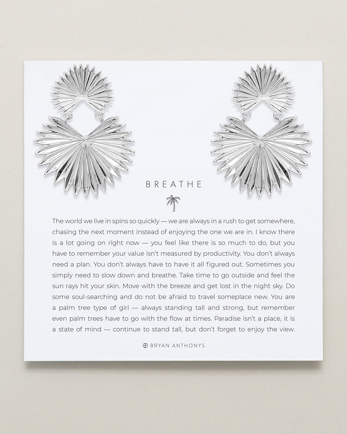 Bryan Anthonys Silver Breathe Statement Earrings On Card