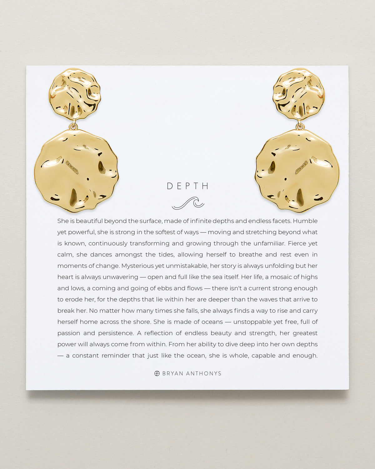Bryan Anthonys Gold Depth Statement Earrings On Card