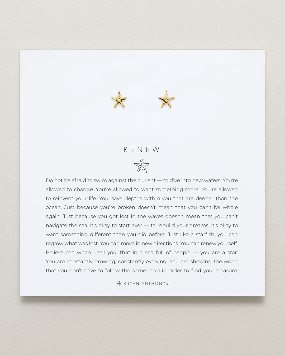 Bryan Anthonys Gold Renew Stud Earrings On Card