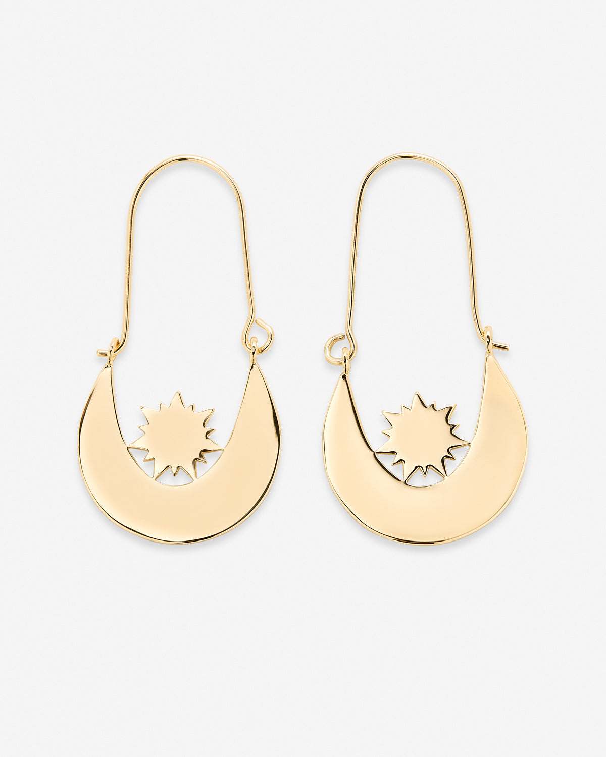Squad Metal Hoops Gold Moon and Sun Earrings