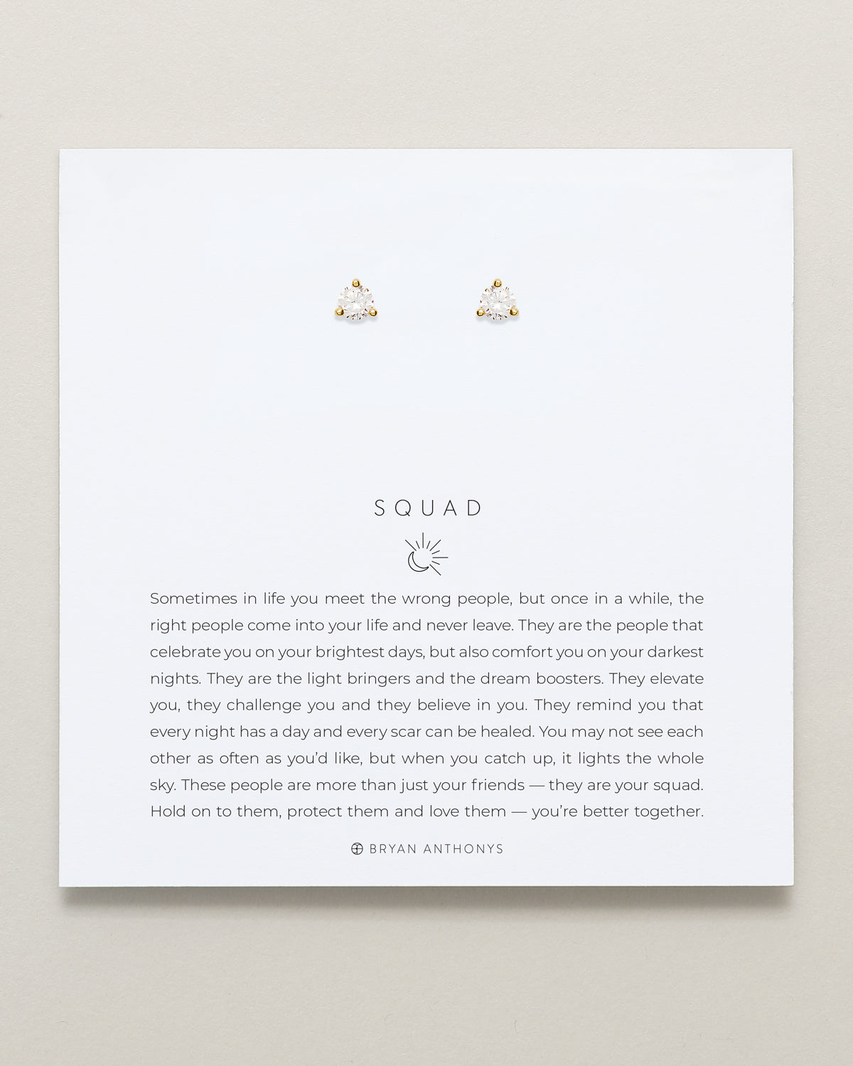 Bryan Anthonys Gold Squad Crystal Stud Earrings On Card