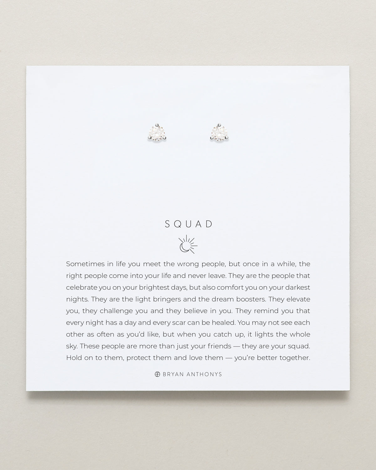 Bryan Anthonys Silver Squad Crystal Stud Earrings On Card