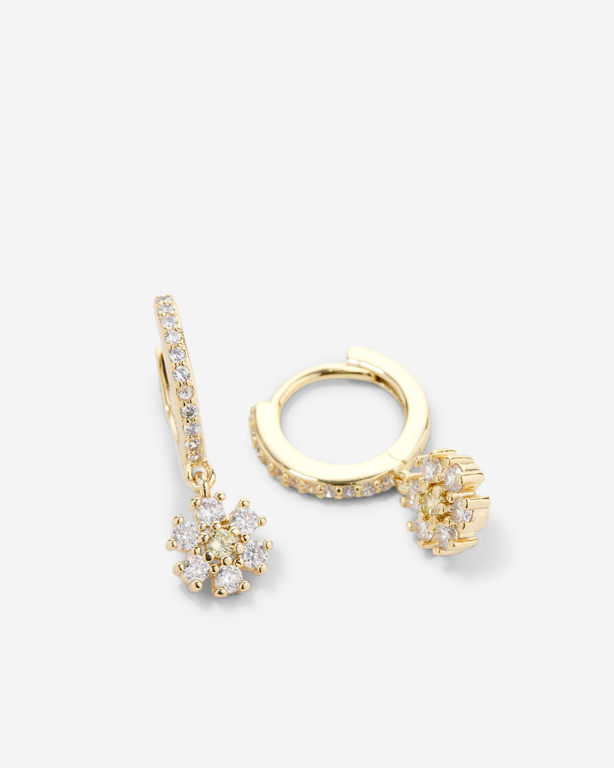 Bryan Anthonys Bloom Gold Crystal Daisy Huggies Earrings Macro