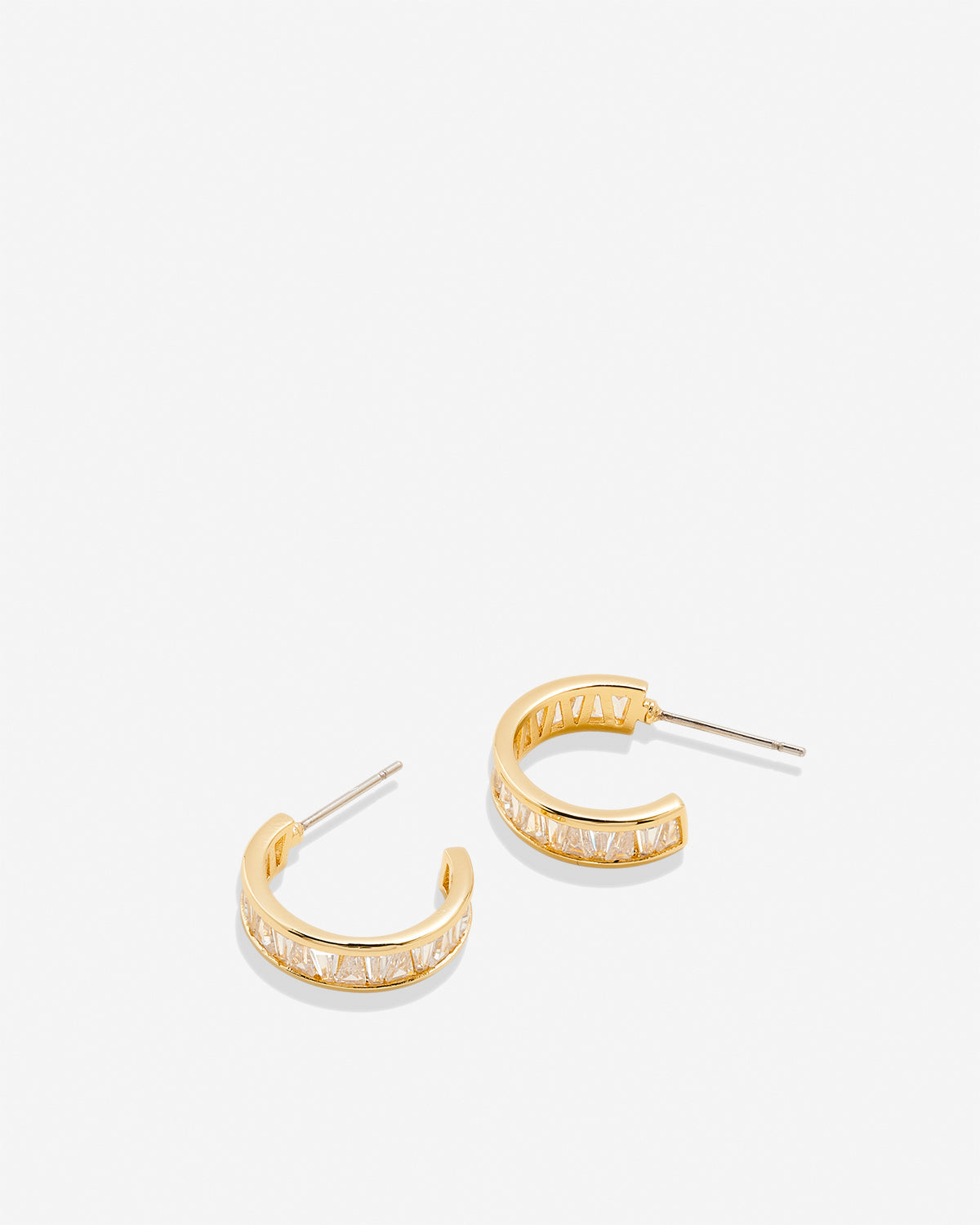 Bryan Anthonys Radiance Collection Baguette Mini Hoop Earrings Gold