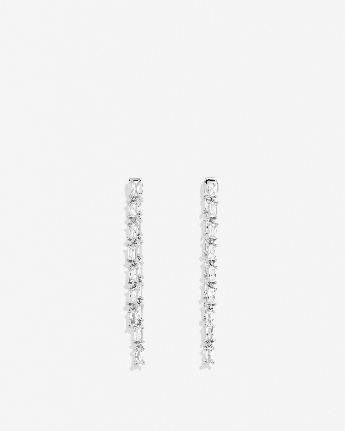 Bryan Anthonys Radiance Collection Baguette Chandelier Earrings Emerald Cut Silver