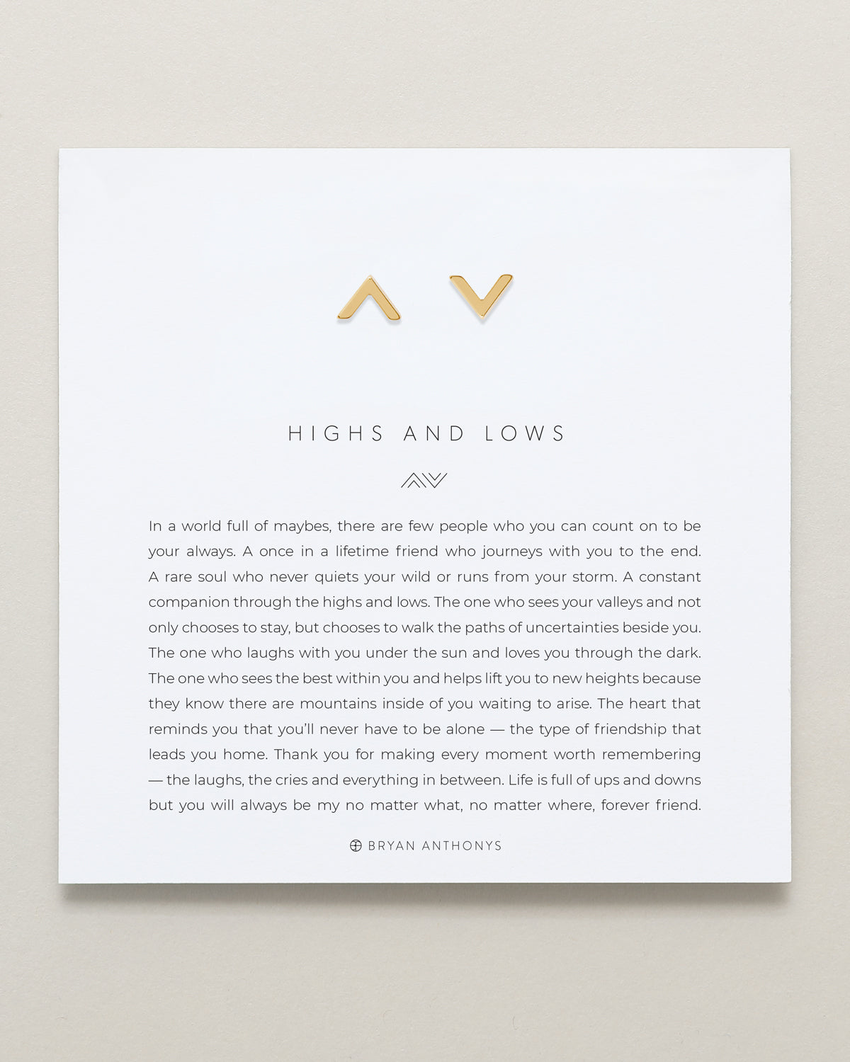 Bryan Anthonys Highs And Lows Gold Stud Earring On Card