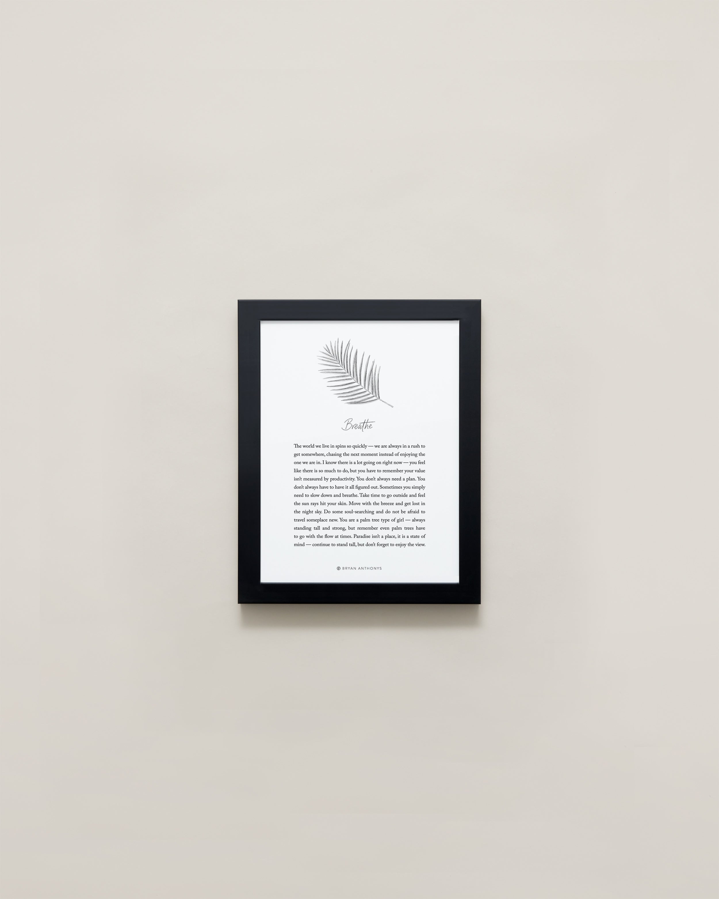 Bryan Anthonys Home Decor Breathe Illustration with Meaning Framed Print Black