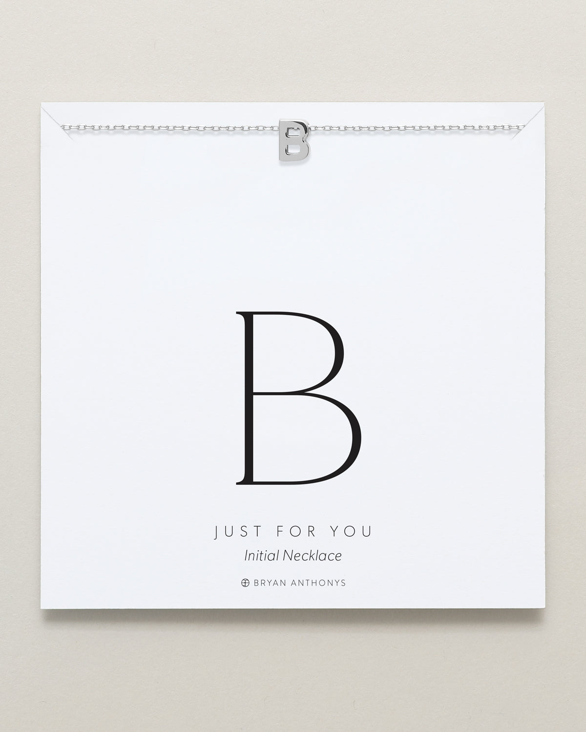 Bryan Anthonys Just For You Silver B Necklace On Card