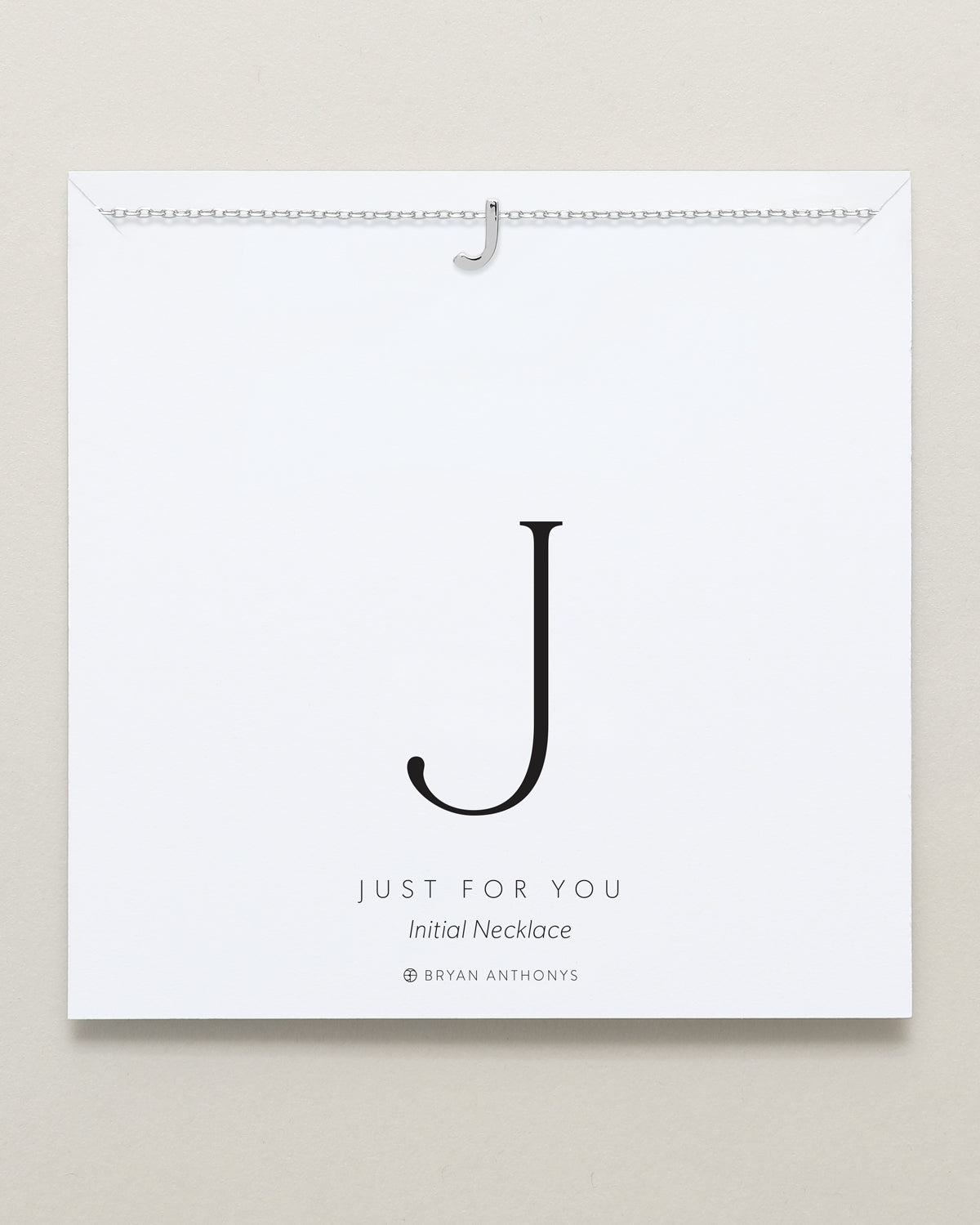 Bryan Anthonys Just For You Silver J Necklace On Card