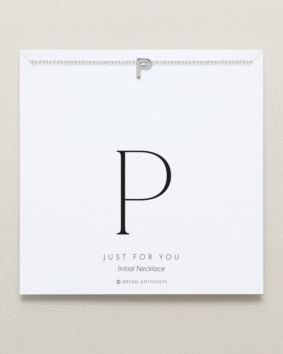 Bryan Anthonys Just For You Silver P Necklace On Card
