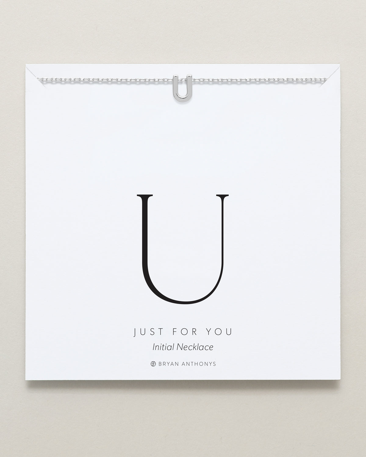 Bryan Anthonys Just For You Silver U Necklace On Card