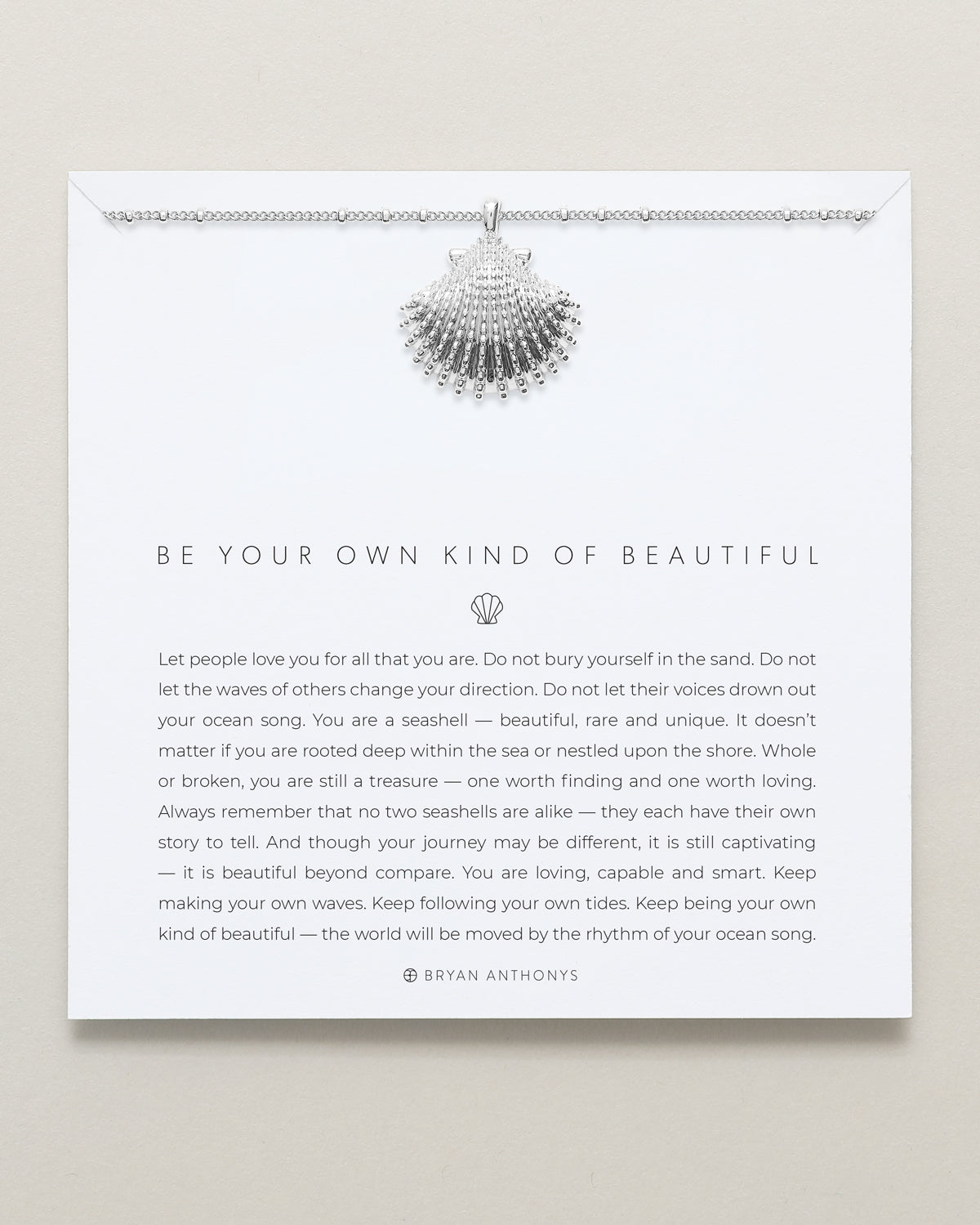 Bryan Anthonys Silver Be Your Own Kind Of Beautiful Pendant Necklace On Card