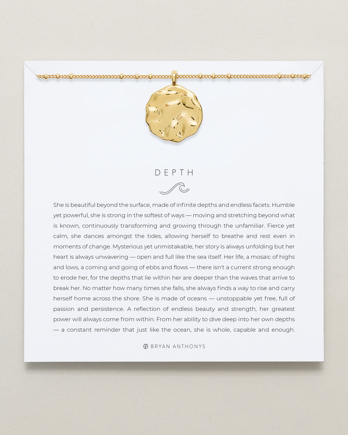 Bryan Anthonys Gold Depth Pendant Necklace On Card