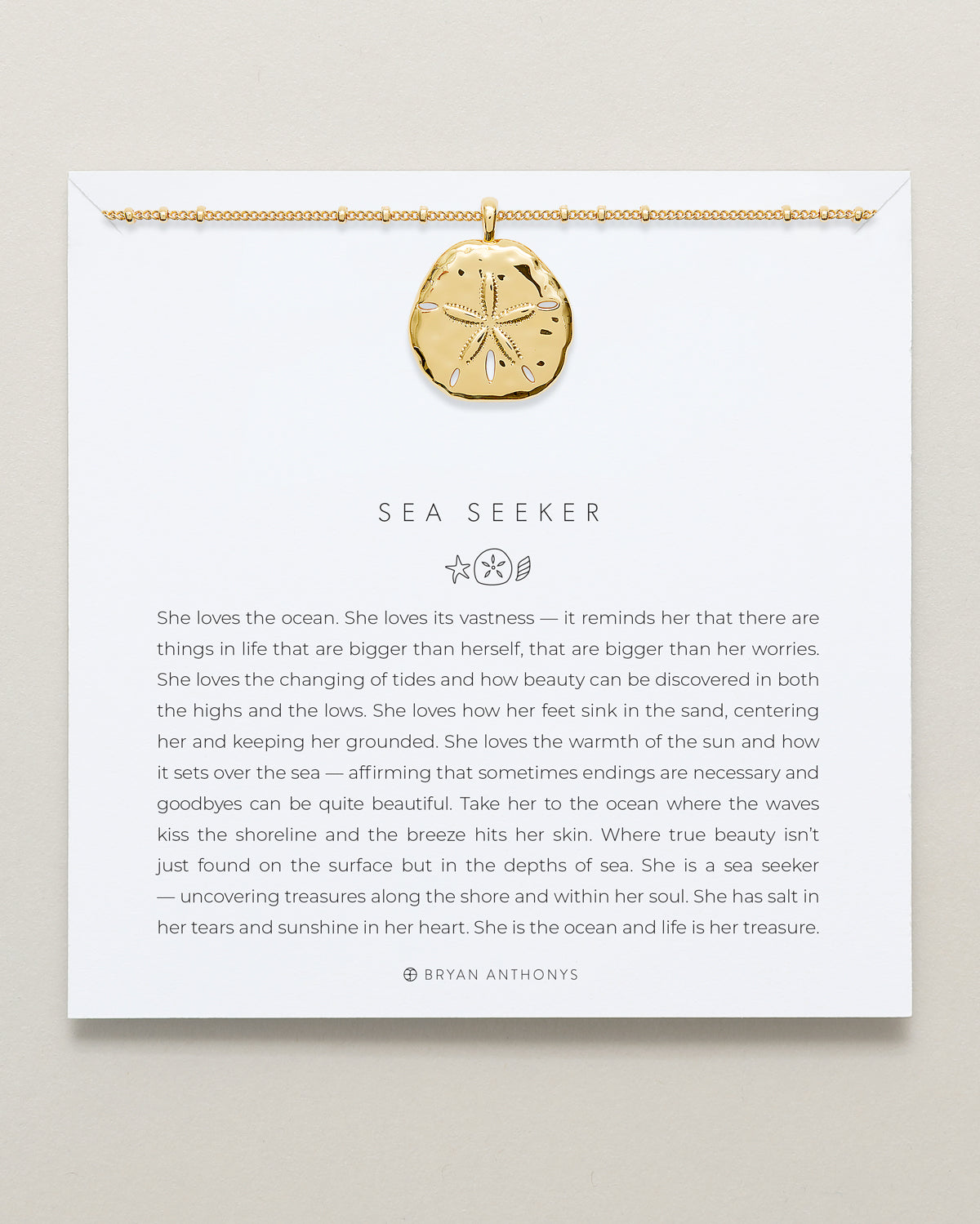 Bryan Anthonys Sea Seeker Gold Pendant Necklace On Card