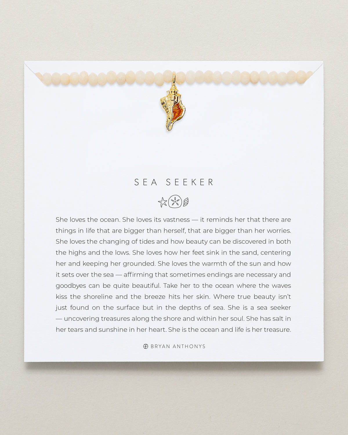 Bryan Anthonys Gold Sea Seeker Beaded Necklace On Card