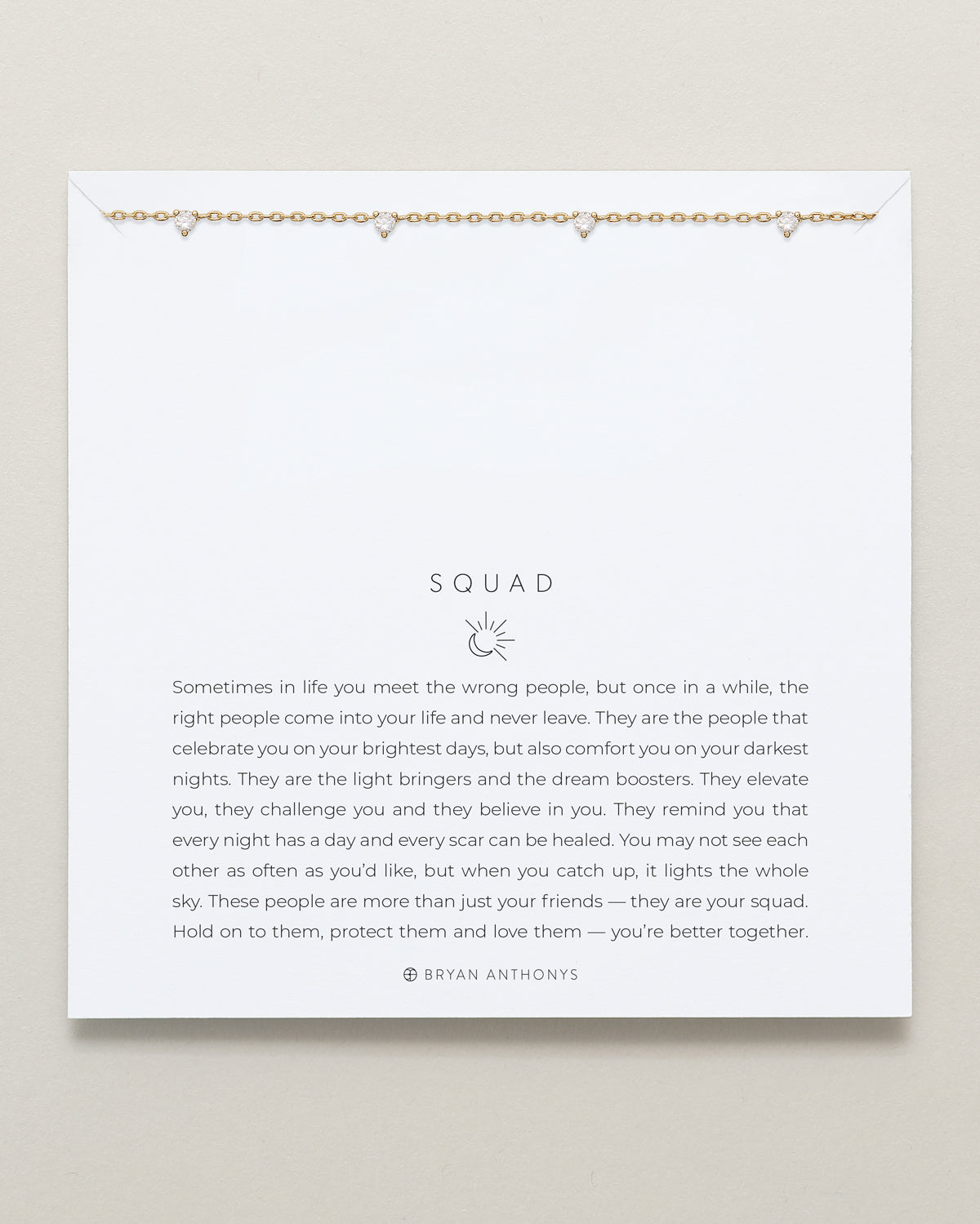 Bryan Anthonys Gold Squad Crystal Necklace On Card