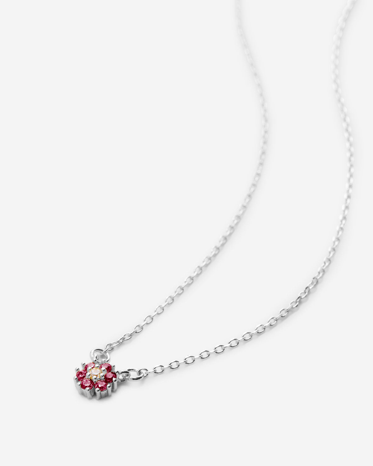 Bryan Anthonys Bloom Silver Pink Dainty Necklace Macro