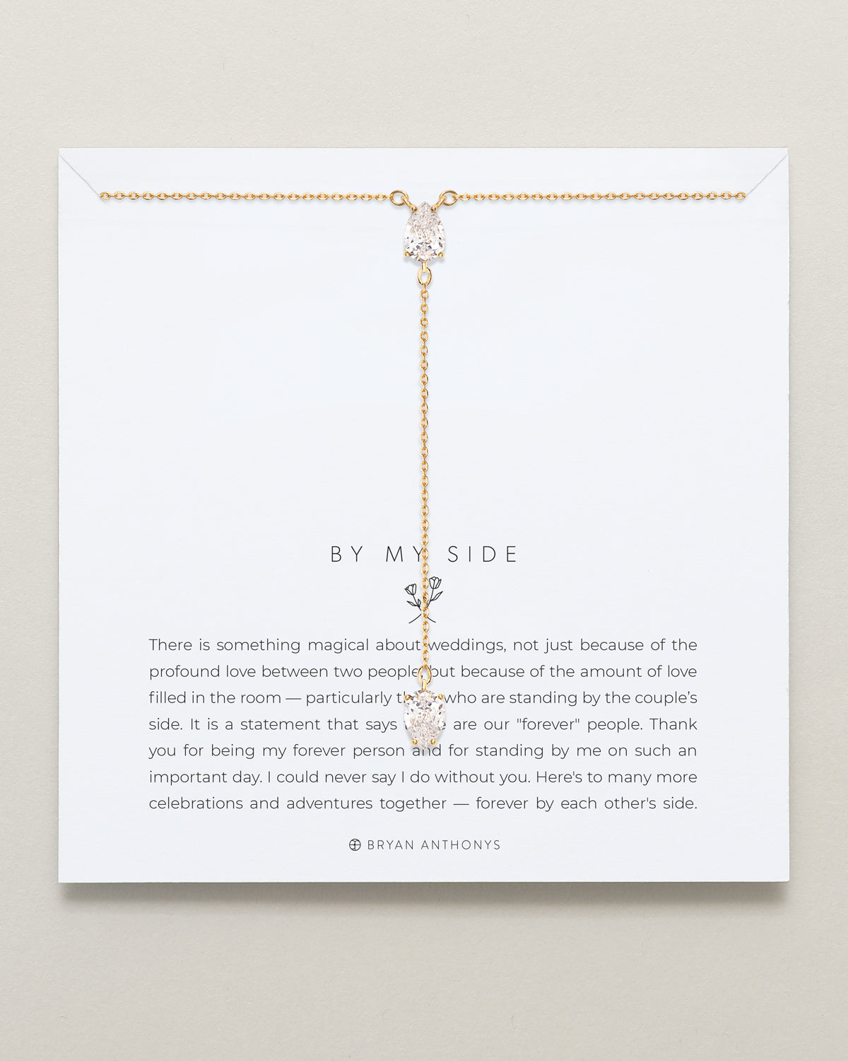 Bryan Anthonys Bridal Collection By My Side Pear Cut Lariat Necklace Gold On Card