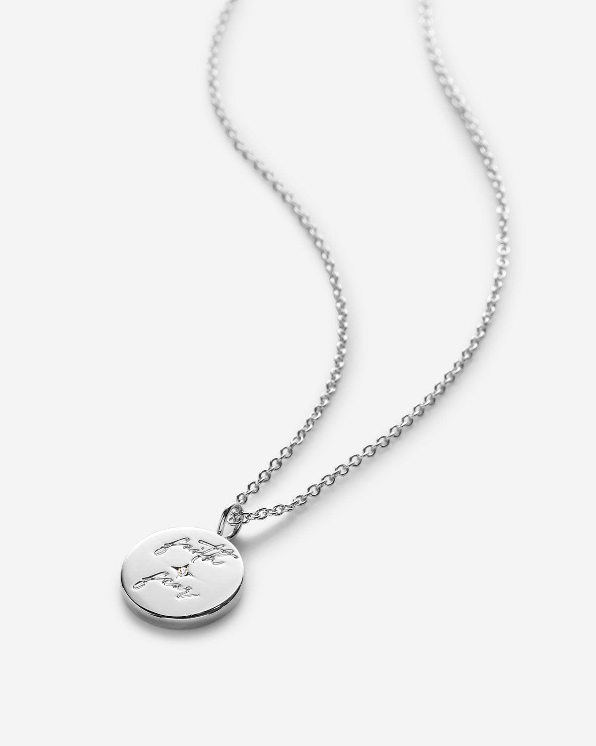 Bryan Anthonys Mindful Messages Faith Over Fear Silver Necklace with Crystal