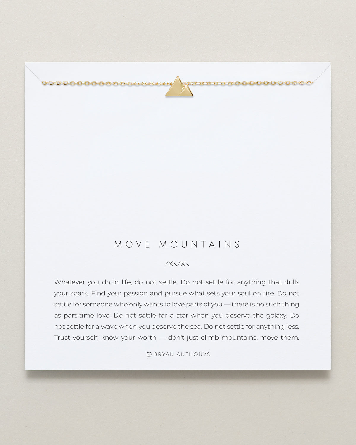 Bryan Anthonys Move Mountains Gold Necklace On Card