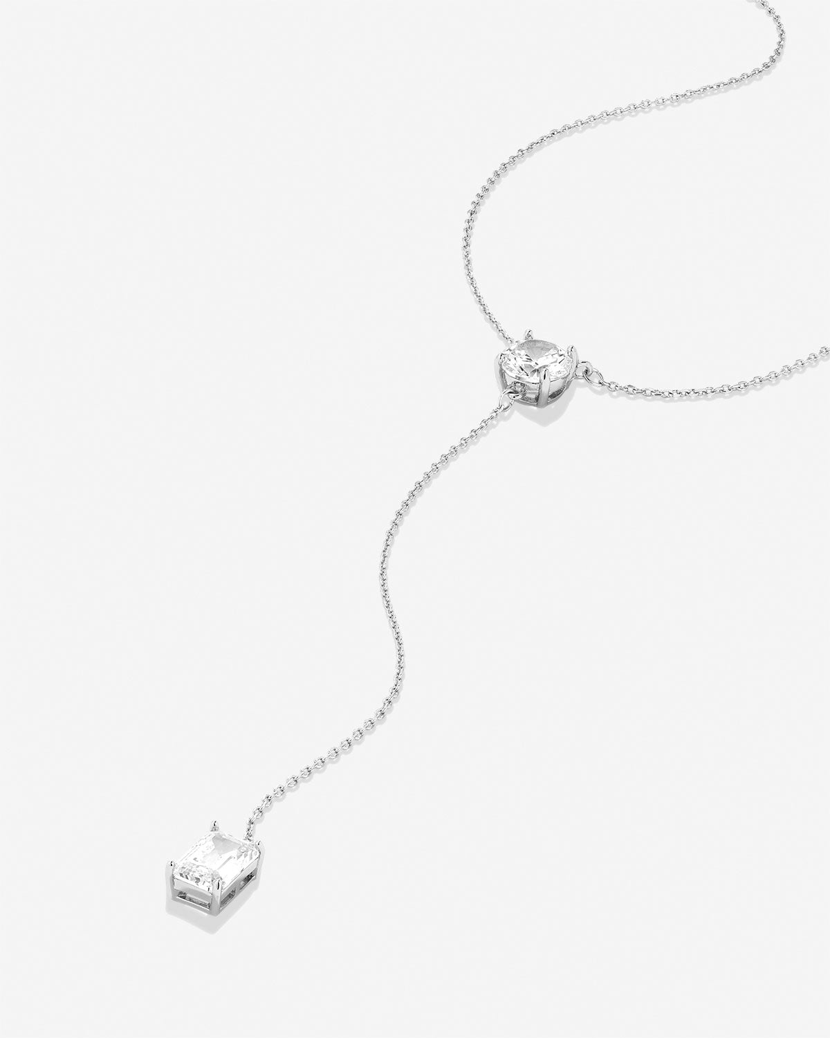 Bryan Anthonys Radiance Collection Emerald Cut Lariat Necklace Silver