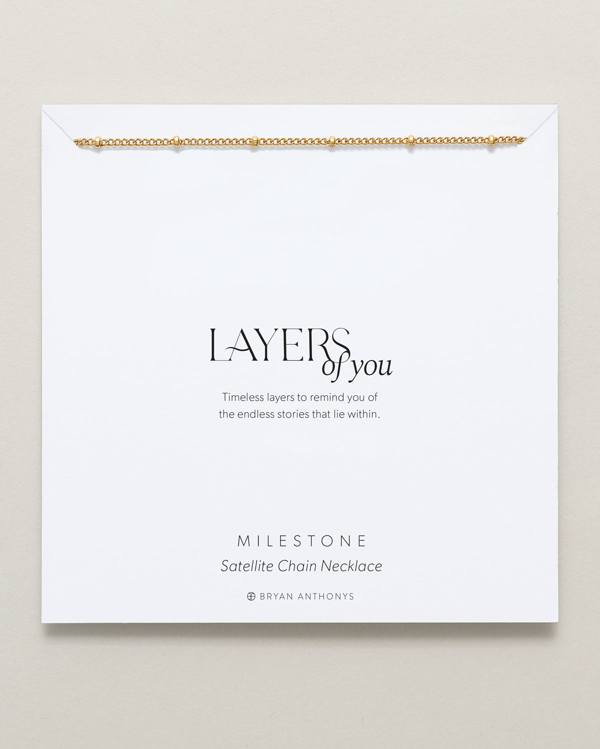 Bryan Anthonys Layers of You Collection Milestone Satellite Chain Necklace in Gold On Card