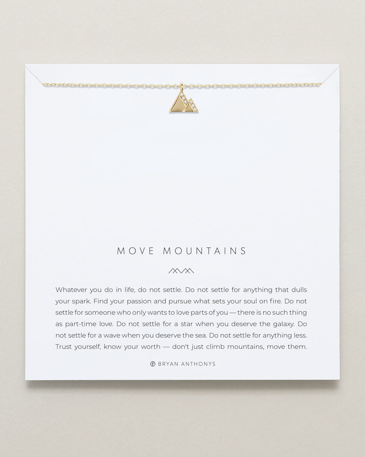 Bryan Anthonys Move Mountains Icon Necklace Gold with Crystals On Card