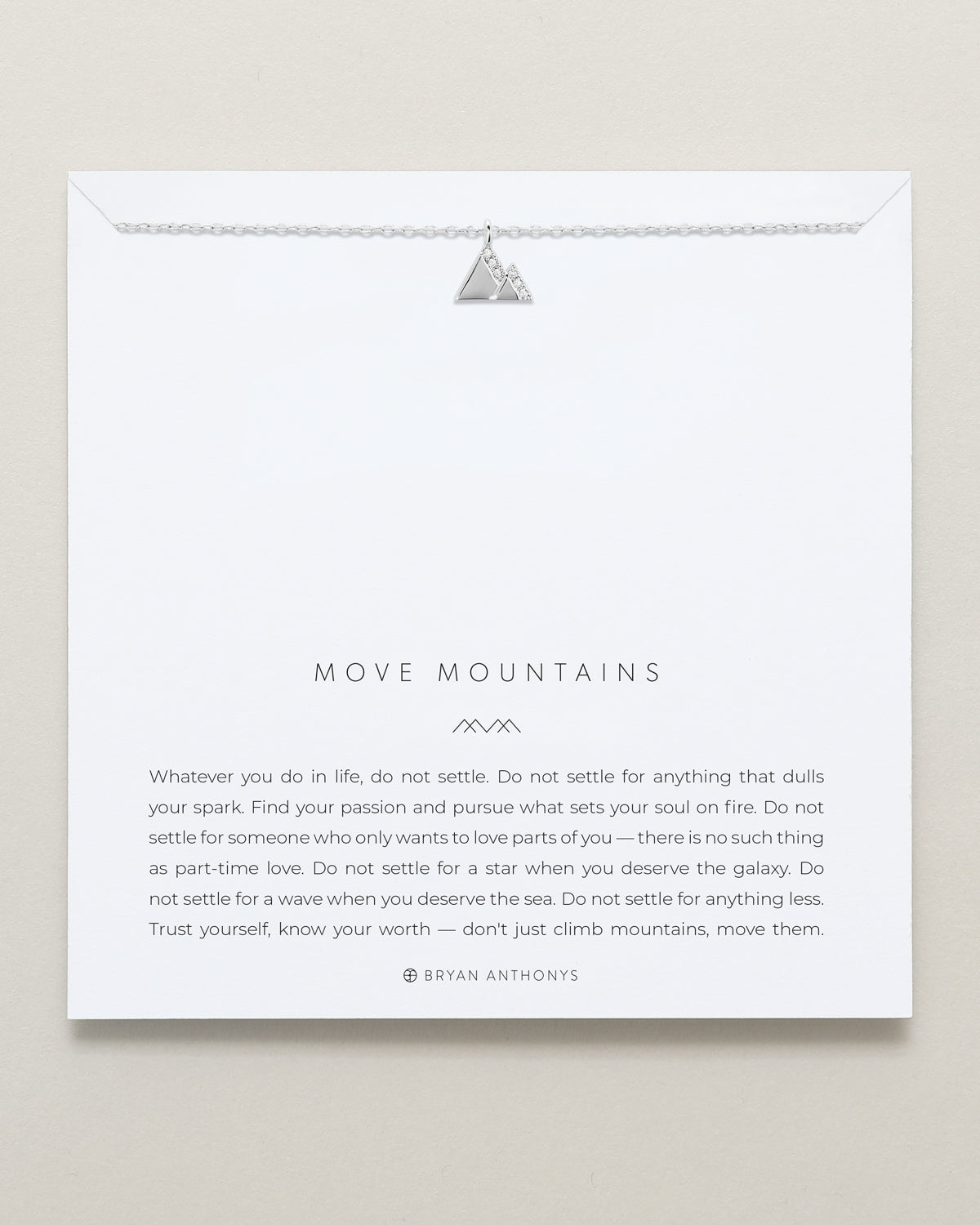 Bryan Anthonys Move Mountains Icon Necklace Silver with Crystals On Card