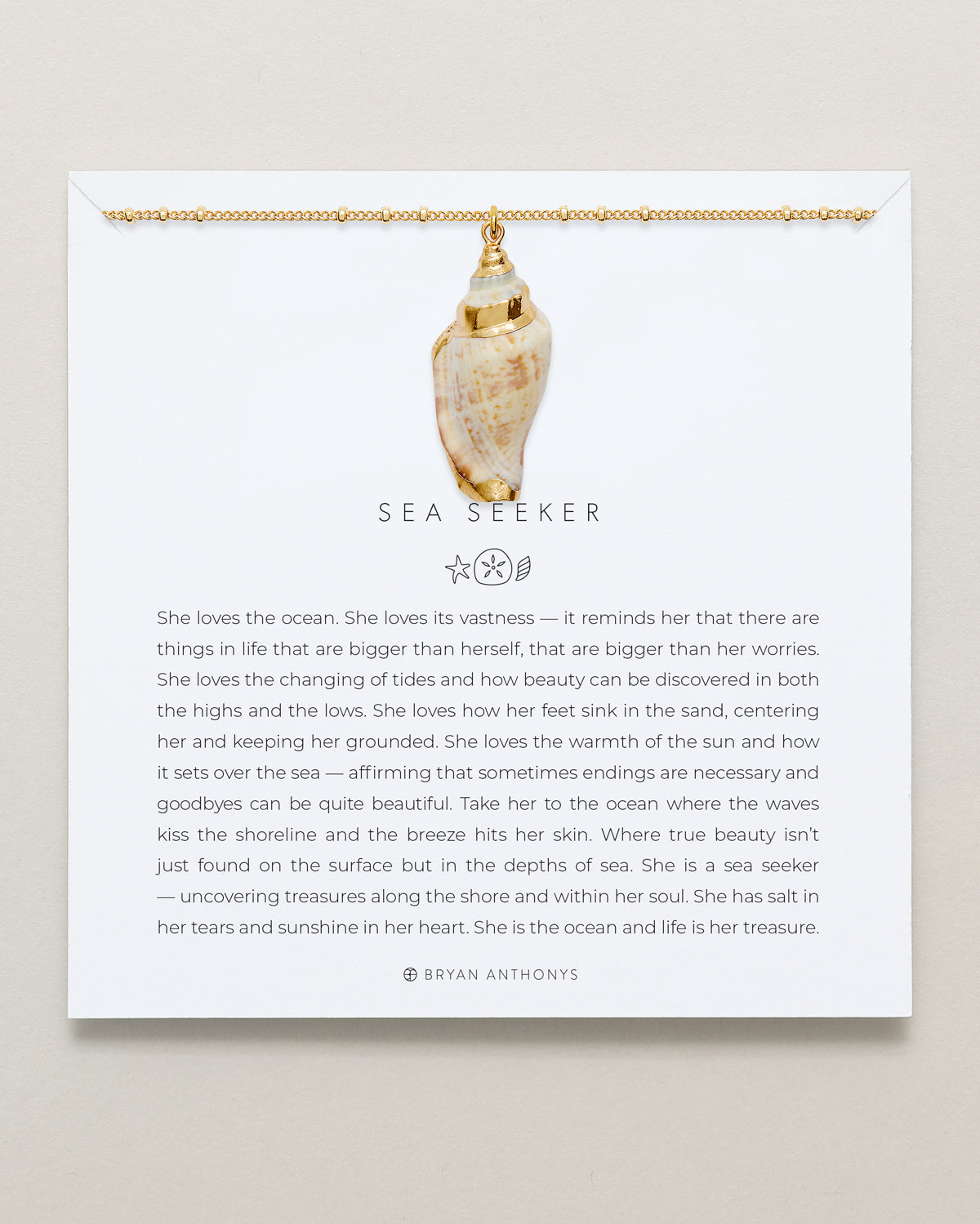 Bryan Anthonys Gold Sea Seeker Pendant Necklace On Card