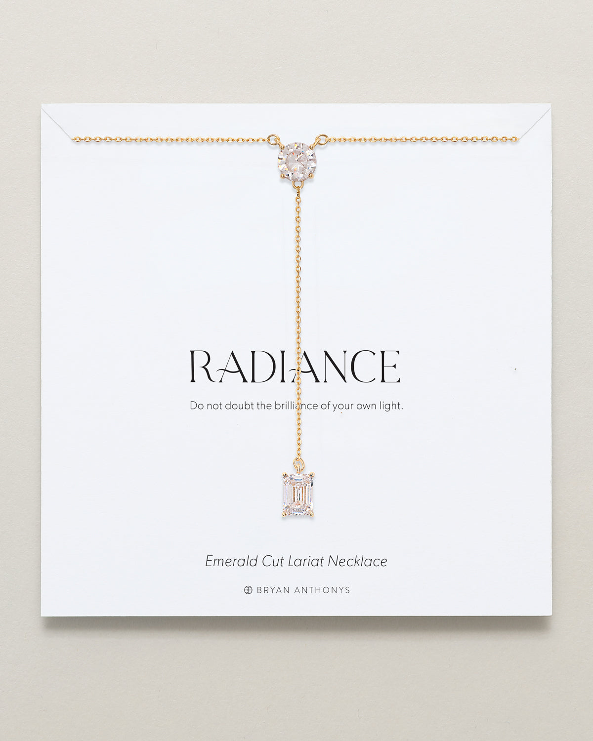 Bryan Anthonys Radiance Collection Emerald Cut Lariat Necklace Gold On Card