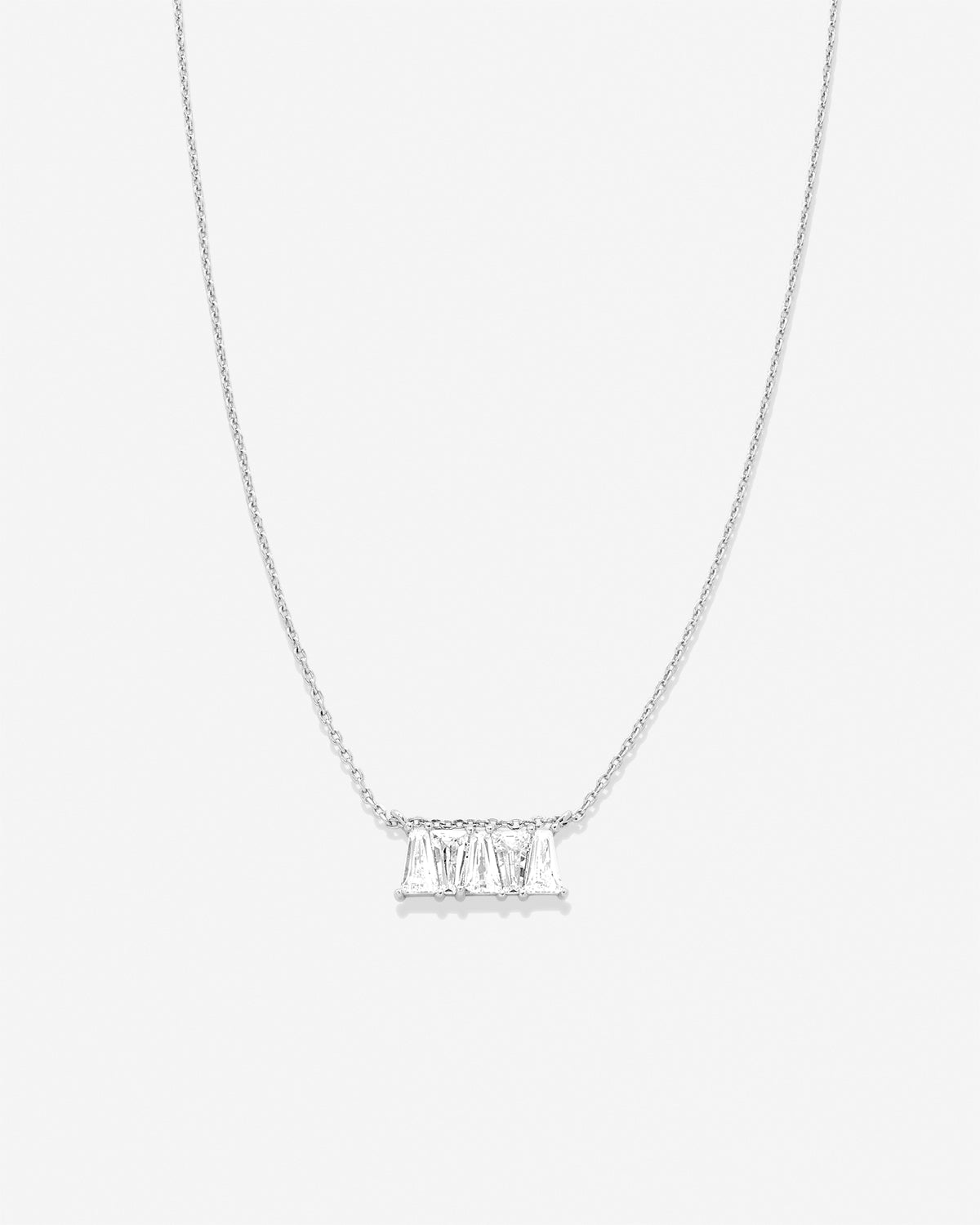 Bryan Anthonys Radiance Collection Baguette Dainty Necklace Silver