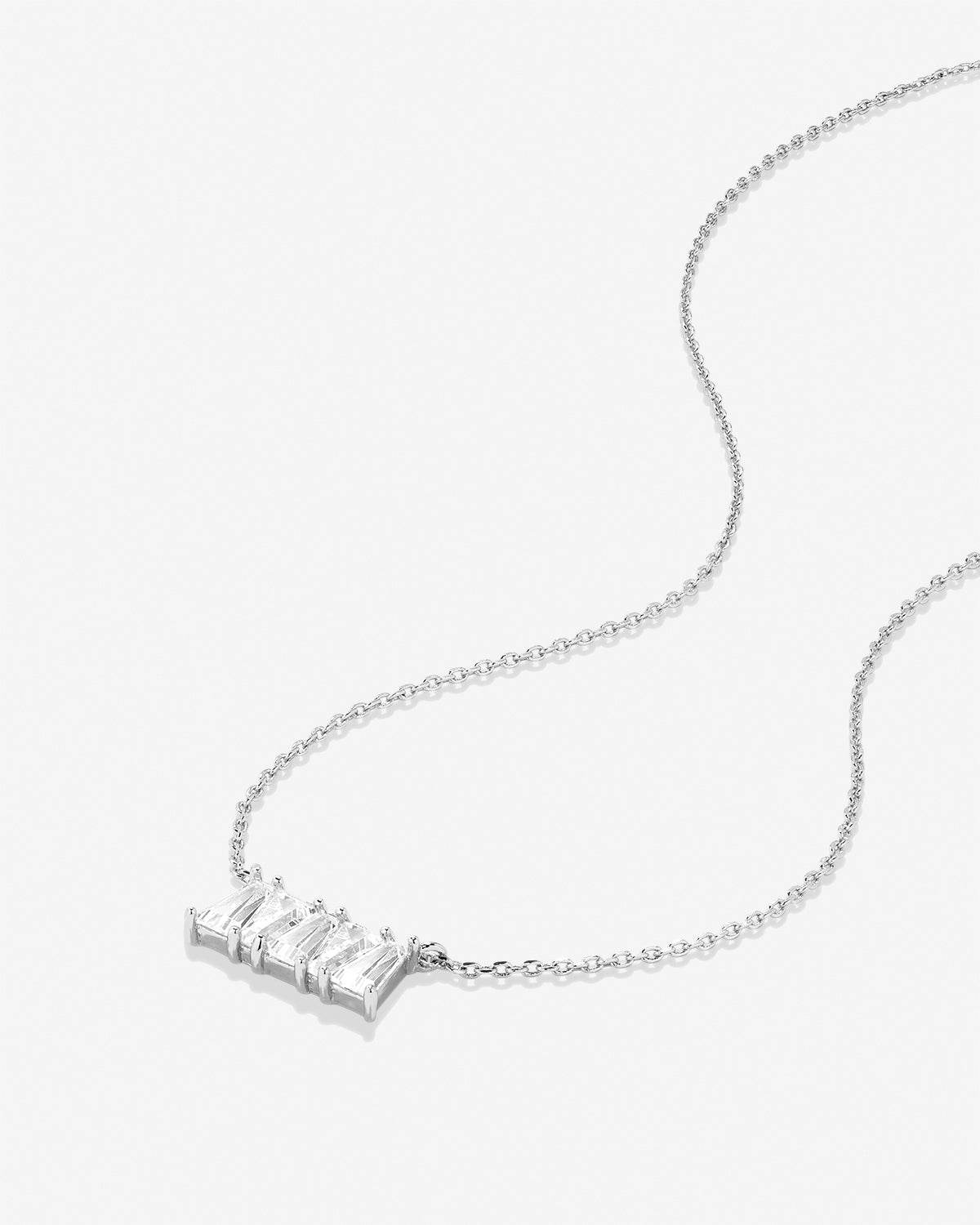 Bryan Anthonys Radiance Collection Baguette Dainty Necklace Silver