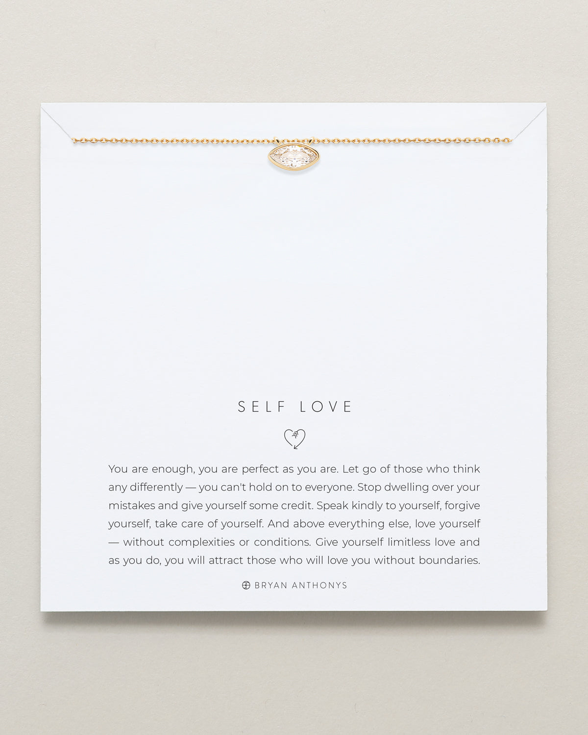 Bryan Anthonys Self Love Marquise Solitaire Necklace Gold On Card