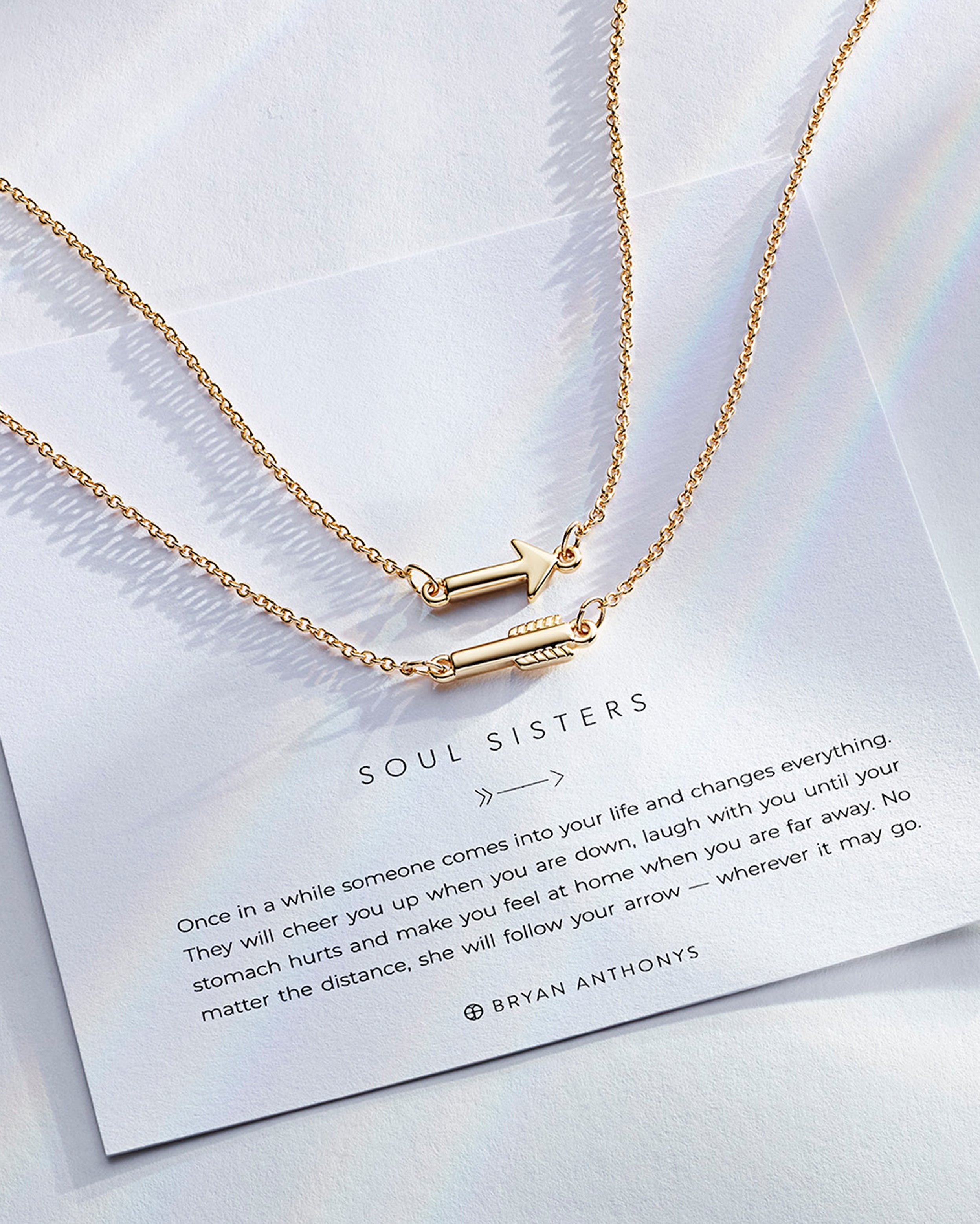 Bryan Anthonys Soul Sisters Friendship Arrows Necklace Set Gold with Meaning Card