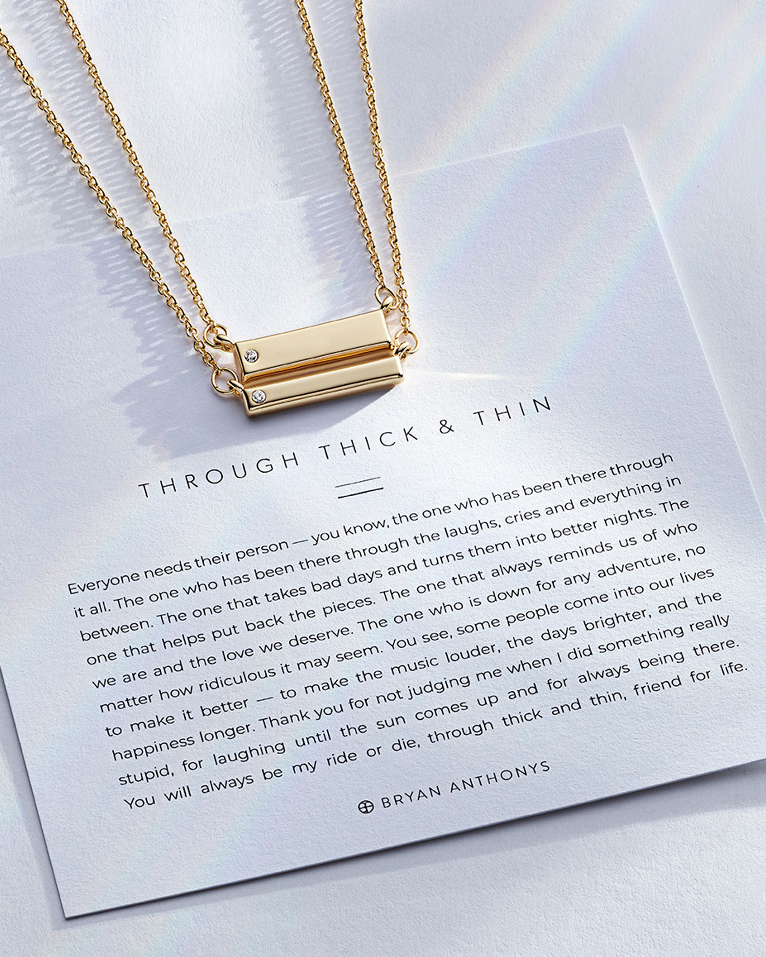 Bryan Anthonys Through Thick and Thin Necklace Set Gold with Meaning Card
