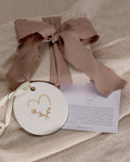 Bryan Anthonys Mom White Ceramic Holiday Ornament in Gold with Meaning Card
