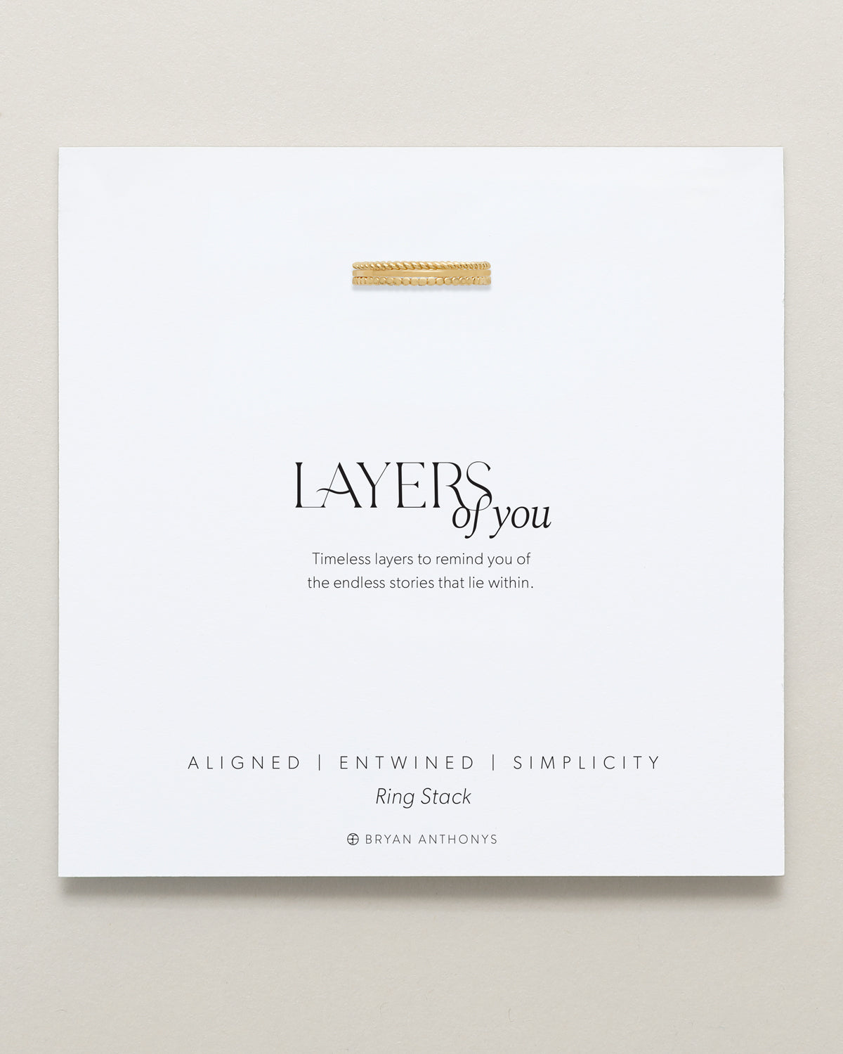 Bryan Anthonys Layers of You Gold Ring Set On Card