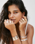 Bryan Anthonys Strength Gold Hinged Bracelet with Crystals On Model