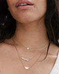 Bryan AnthonysMom Gold Necklace with crystals on Model