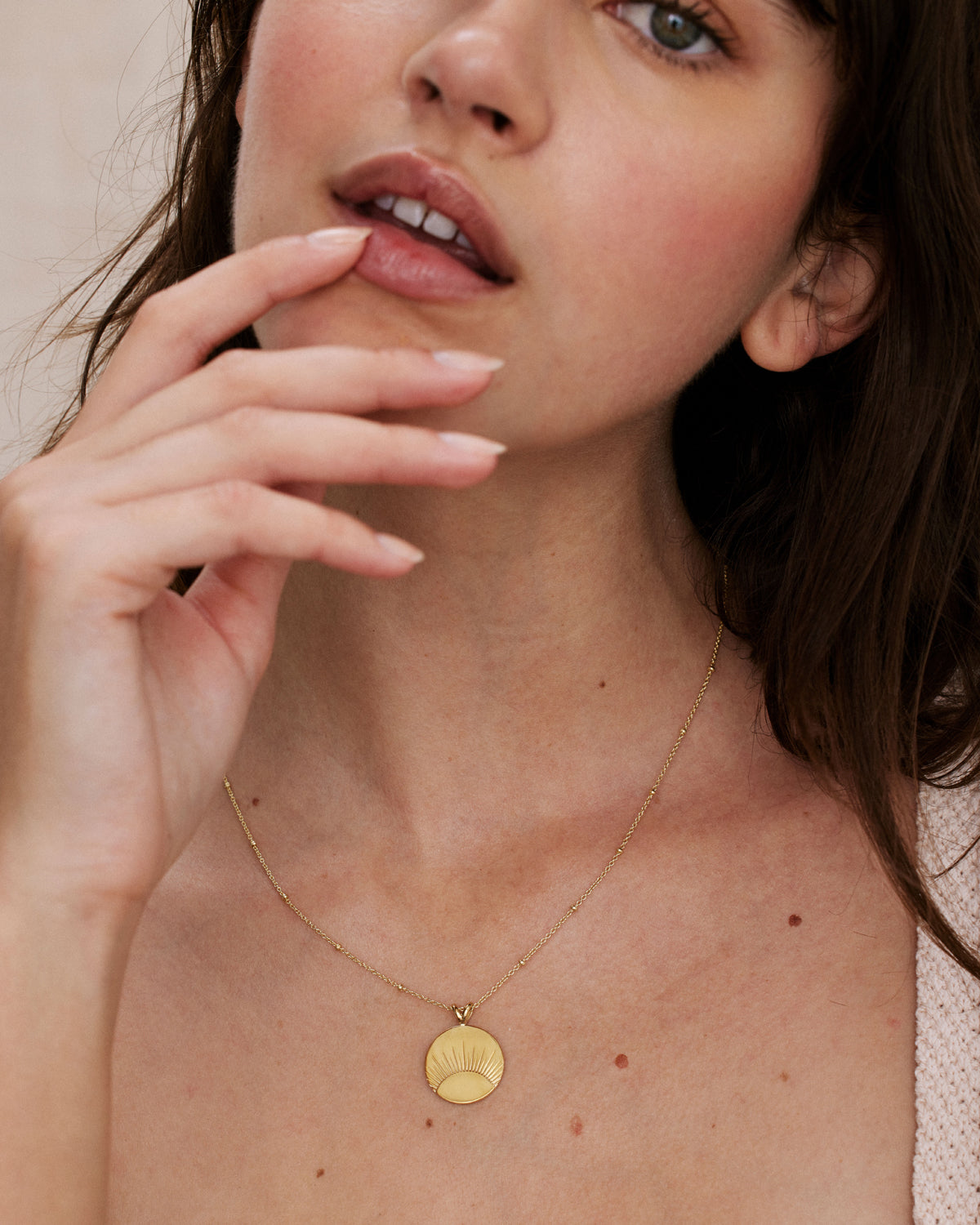Bryan Anthonys You Are My Sunshine Gold Vermeil Necklace On Model
