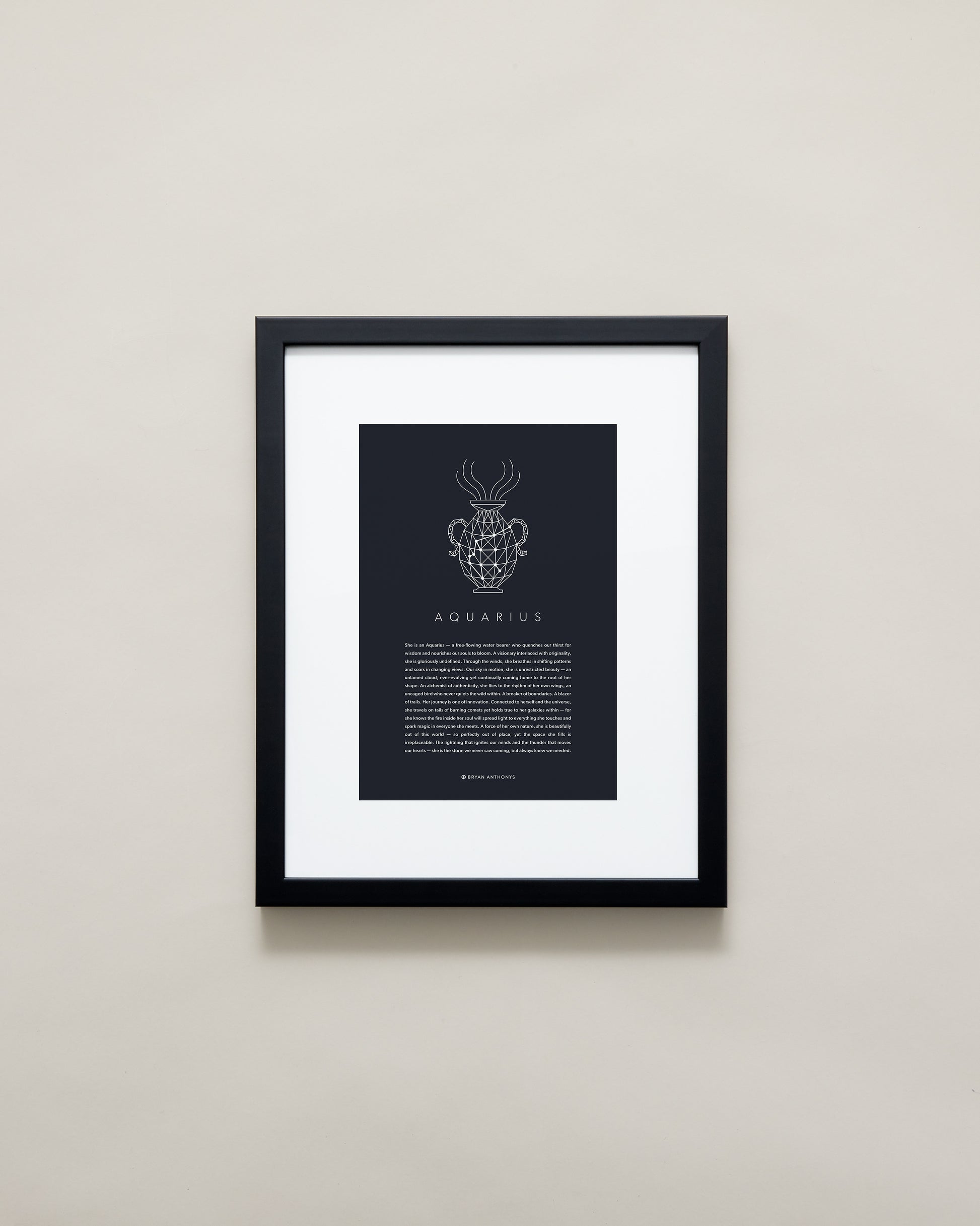 Bryan Anthonys Home Decor Aquarius Zodiac Symbol Framed Graphic Print Black Frame 11x14