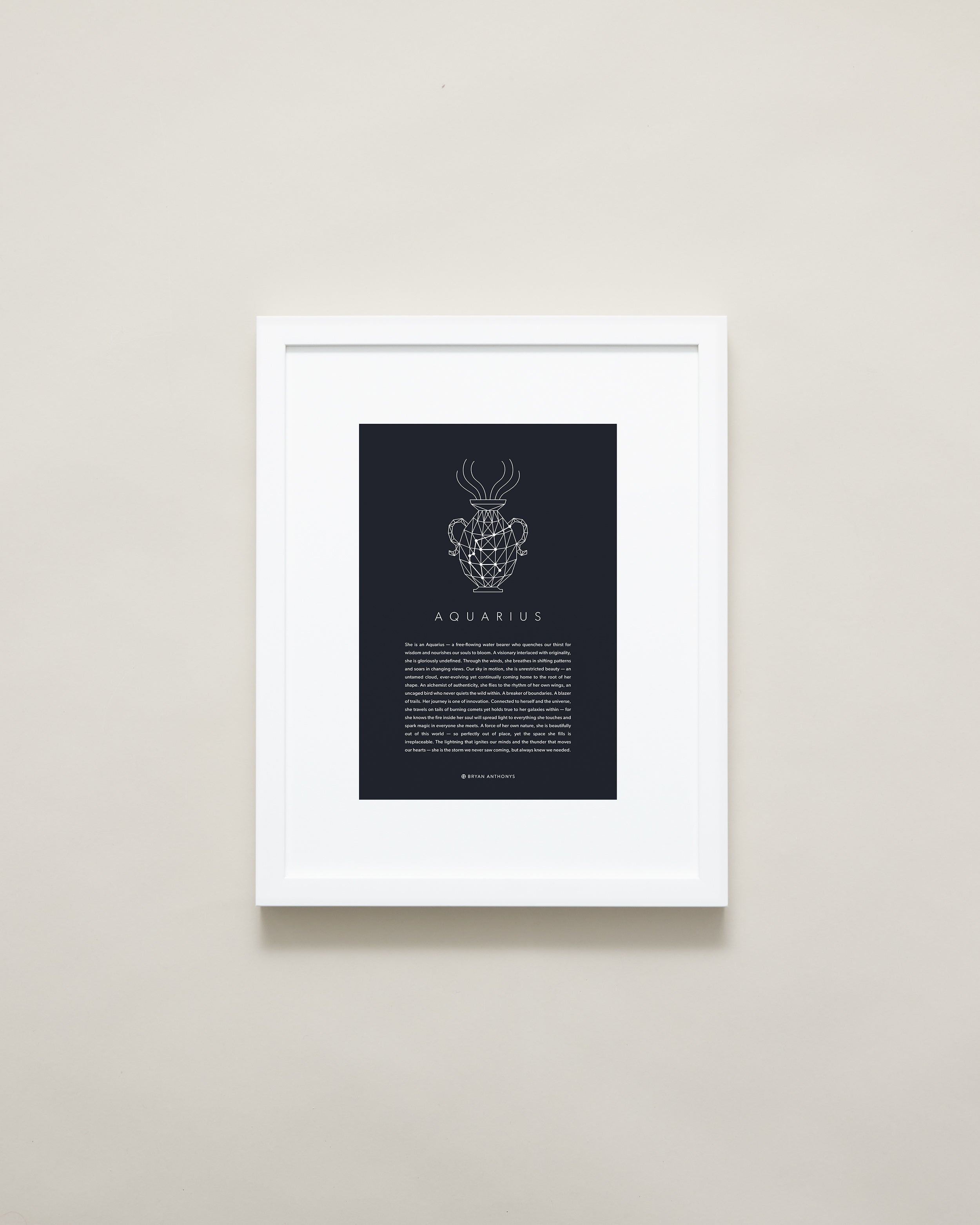 Bryan Anthonys Home Decor Aquarius Zodiac Symbol Framed Graphic Print White Frame 11x14
