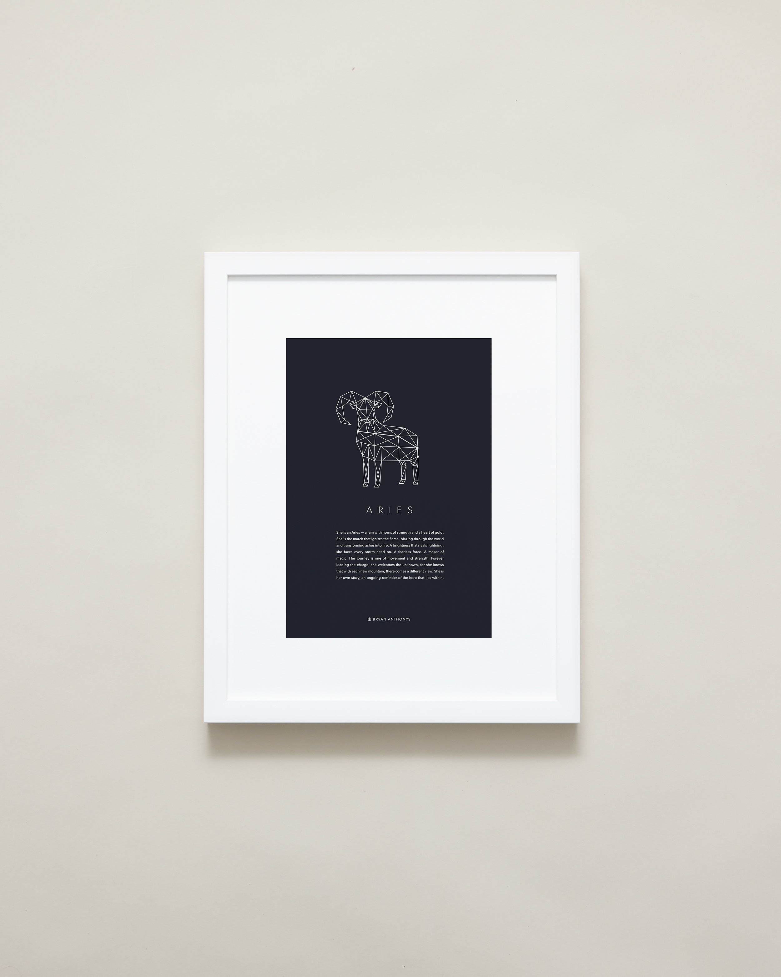Bryan Anthonys Home Decor Aries Zodiac Symbol Framed Graphic Print White Frame 11x14